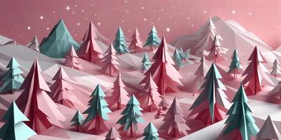 The primary subject of the image is a snowy landscape with a forest of trees. The setting is a wintery environment with snow covering the ground and trees. The visual style is a combination of digital art and illustration, creating a unique and artistic representation of the scene. The colors and mood are predominantly cold and serene, with the snowy landscape and trees creating a peaceful and tranquil atmosphere.